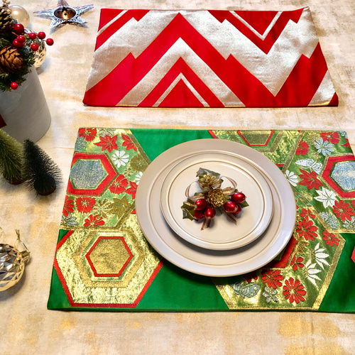 クリスマス テディベア ランチョンマット プレースマット 2枚セット