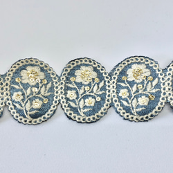 【50cm単位】ライトブルーオーバル型  インド刺繍リボンハンドメイド材料　りぼん素材 2枚目の画像