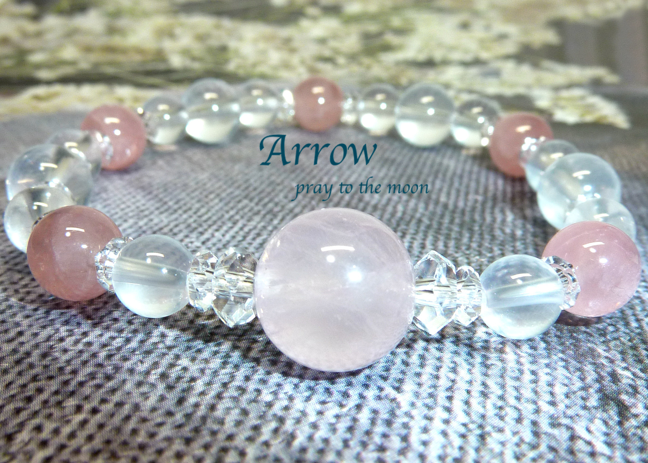 恋を引き寄せる＊ディープローズクォーツとピンクメタモルフォーゼスブレスレット