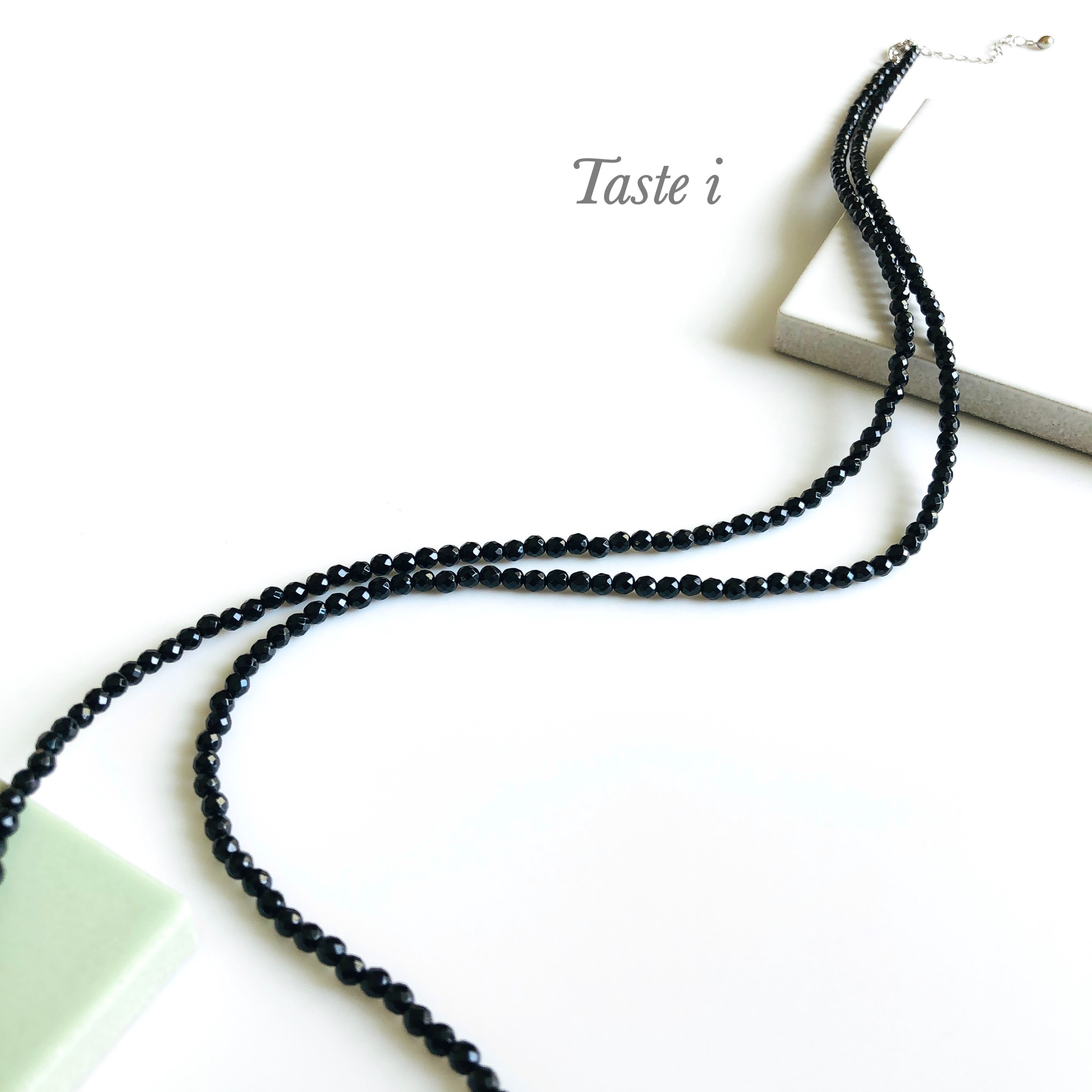 ♪再入荷♪【大人テイスト】オニキス3ミリのロングネックレス　シルバー925〔20143〕