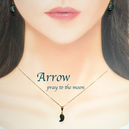 日本の国石＊糸魚川翡翠勾玉ネックレス／濃緑色☆14KGF ネックレス