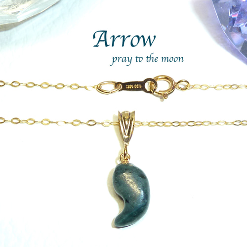 日本の国石＊糸魚川翡翠勾玉ネックレス／濃緑色☆14KGF ネックレス