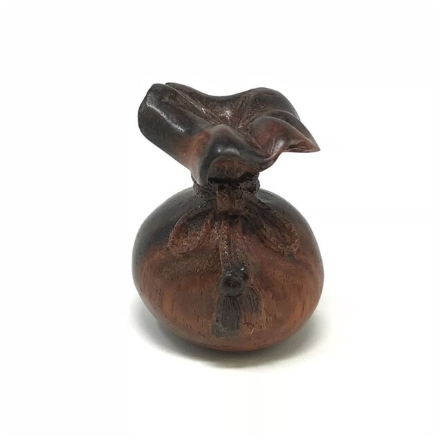 木製　《根付け　巾着モチーフ》黒檀　木工　受注生産商品