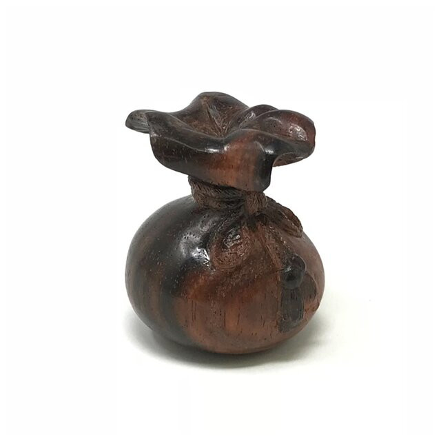 木製 《根付け 巾着モチーフ》黒檀 木工 受注生産商品 木製 《根付け 巾着モチーフ》黒檀 木工 受注生産商品