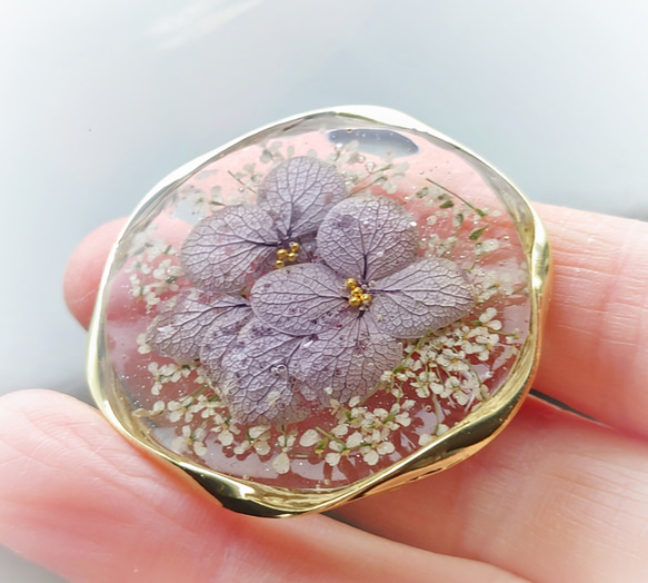 ラベンダー色の紫陽花✣　ウェーブリングヘアゴム 1枚目の画像