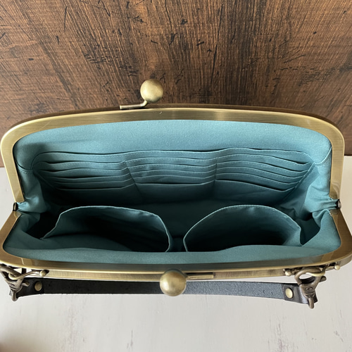 新作 口金24cm縦長め がま口 ミナペルホネン dop タンバリン ネイビー