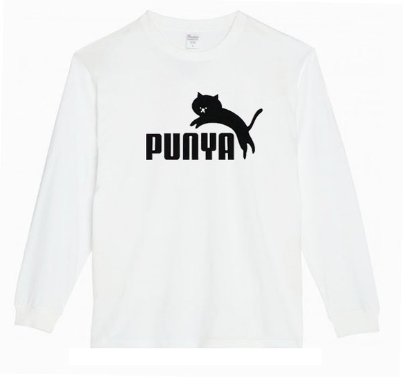 【XS～3XL】5.6ozプーニャ猫ロングTシャツパロディおもしろうけるネタ面白いロンTプレゼント送料無料・新品 2枚目の画像