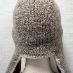 【即納】トラッパーハットイヤーフラップニット帽 男女兼用手編み暖かいウール100%のアルパカツイード 7枚目の画像
