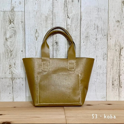 プランと料金 受注生産〕ヴィンテージ帆布の仕切りミニトートバッグ(ウグイス Tote Bag