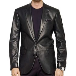 ワックスド羊革シャツ襟ショートコート Waxed Sheep Leather Shirt