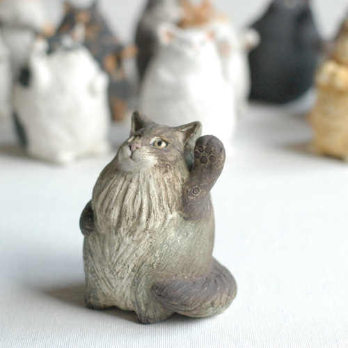 セミオーダー制作 陶の掌サイズ 愛猫『でぶにゃ』 招き猫 陶工房 海