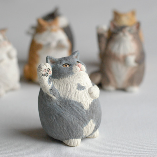 セミオーダー制作 陶の掌サイズ 愛猫『でぶにゃ』 招き猫 陶工房 海