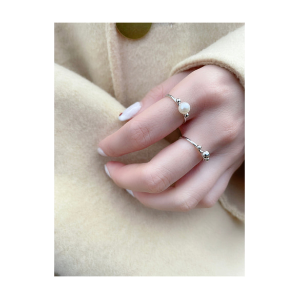 Center Pearl Ring (silver) 3枚目の画像