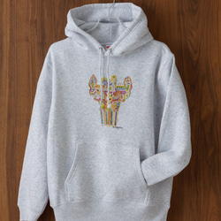 ［旅する縄文］裏起毛パーカー 十日町土器01（アッシュ） 1枚目の画像