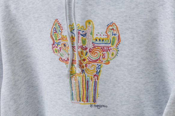 ［旅する縄文］裏起毛パーカー 十日町土器01（アッシュ） 2枚目の画像