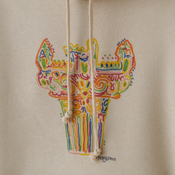 ［旅する縄文］裏起毛パーカー 十日町土器01（ベージュ） 2枚目の画像