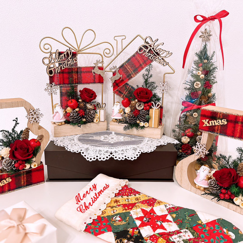 特集掲載】【クリスマスリース】*❅☃︎❄︎ 定番の赤チェックリボン