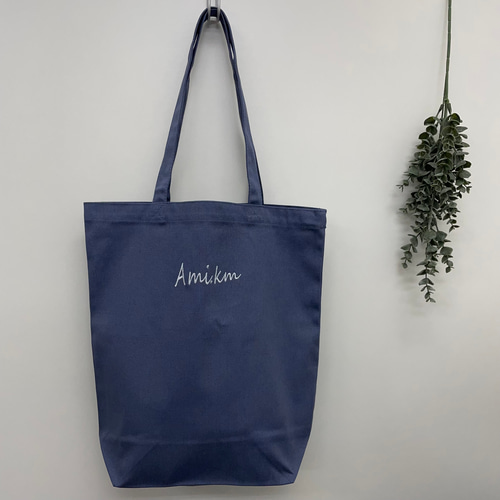 名入れ 刺繍 トートバッグ ☆ストーンブルー キャンバス BAG オーダー