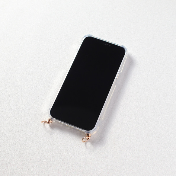 iPhoneケース クリア ストラップ ショート 韓国 リング付き バッグ スマホケース 全機種対応 べっ甲 シェル 13枚目の画像