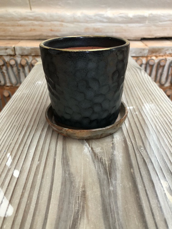 花盆黑釉 x 金倒角陶器京都燒 第3張的照片
