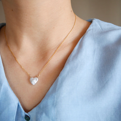 長さオーダー可 大人 ハートパールネックレス 本真珠 14kgf 本物