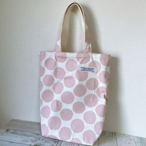 受注作成】縦長トートバッグまちあり（ピンクドット） トートバッグ