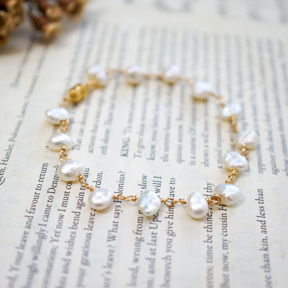 着脱簡単 14kgf 小さな 淡水パール ブレスレット マグネットクラスプ