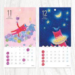 2023年 小さめカレンダー 赤い猫と青い鳥「ハルとソラ」 9枚目の画像