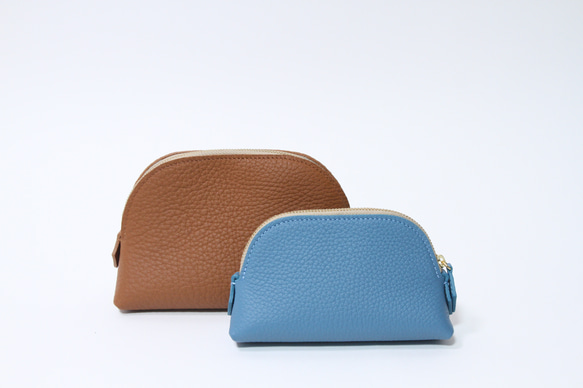 ポーチM トリヨンクレマンス　シャンパンゴールド×ブルー 6枚目の画像