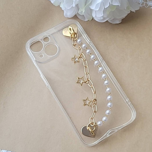 星のチャームとパールのキーリングハンガー 貼るだけ！穴あけ不要