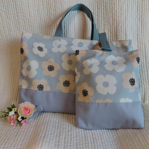 ハンドメイド オーダー レッスンバッグ トートバッグ 花柄 上履き入れ