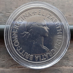 イギリス 英国 古銭 エリザベス2nd ハーフ クラウン コイン 1953年 昭和28年 32mm 14g イギリス 2枚目の画像