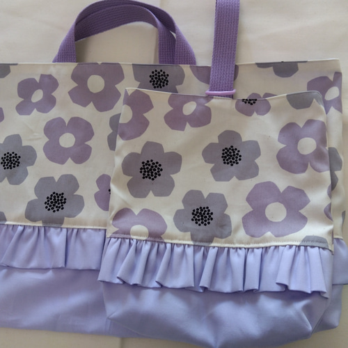体操服袋 北欧 花柄 紫 パープル お着替え入れ 女の子 入学 入園 にゅ  
