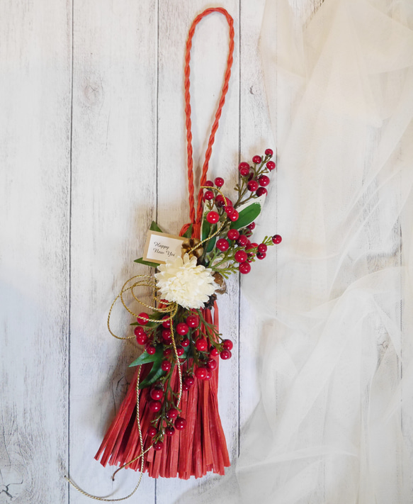 南天と柘植のいわみのしめ縄 Creema限定・新作2023年～新しい年に祈りを込めて～南天の実～ しめ縄