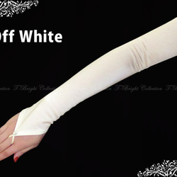 ウエディンググローブ （ホワイト/オフホワイト/ブラック） フィンガーレス ロンググローブ  指なし手袋　GL71147 5枚目の画像