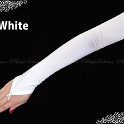 ウエディンググローブ （ホワイト/オフホワイト/ブラック） フィンガーレス ロンググローブ  指なし手袋　GL71147 6枚目の画像