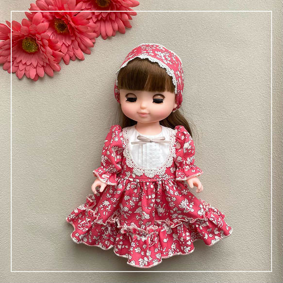 ハンドメイド　ドール服　ソランちゃんの服　ワンピース　リバティ ソランちゃん 服 レミンちゃん 服 メルちゃん 服】リバティ