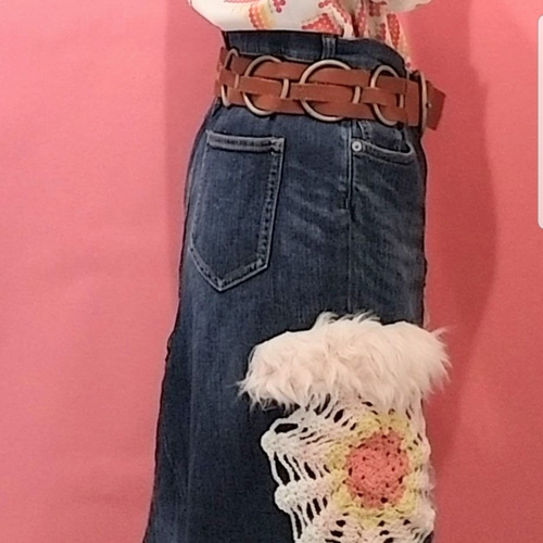 デニムリメイクスカートRainbow Bright ミニスカート OH!猛烈は