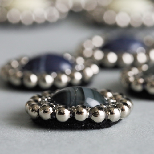 ビーズ刺繍カボション】グリーン カーキ 緑 ビーズ刺繍 カボション