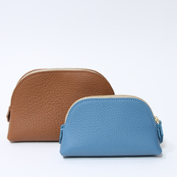 　【受注生産】ポーチM トリヨンクレマンス　オレンジ×トゥルティール 6枚目の画像