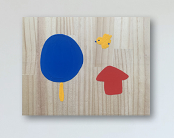 き と おうち と とり」アクリル画 木材（端材） 絵画 さわだりえ 通販