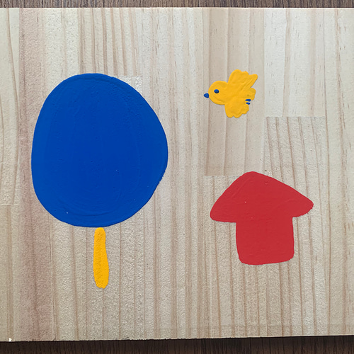 き と おうち と とり」アクリル画 木材（端材） 絵画 さわだりえ 通販