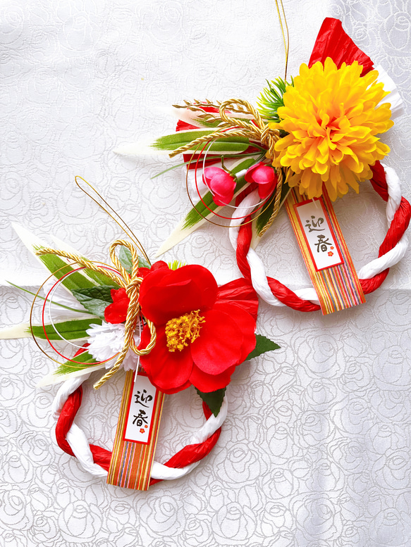 速達配送【笹】めでたい紅白のちょうどいい大きさの正月飾り