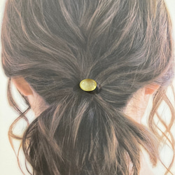 希少石 ゴールデンマイカの髪飾り（ヘアゴム）    -Goldenmica 5枚目の画像