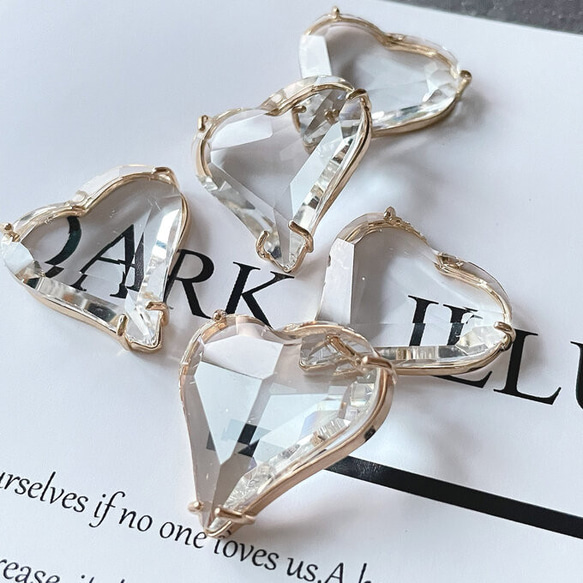 NO.360 ハンドメイド ヘアゴム オリジナルビーズ じゃらじゃら ハート