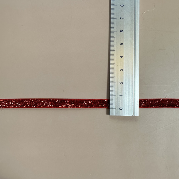 ▶︎Xmas／NEW YEAR◀︎ トルコリボン 販売単位：30cm【2212-T19】赤　レッド　グリッター 3枚目の画像