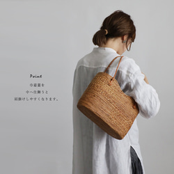 ⁑手編む鞄　伝統工芸　アタ　かご　バッグ　トートバッグ　巾着袋＆タッセル　着物　和装　浴衣Z46F 7枚目の画像