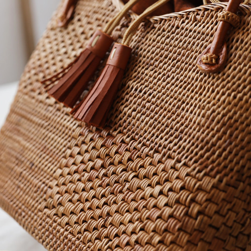 手編む鞄 伝統工芸 アタ かご バッグ トートバッグ 巾着袋