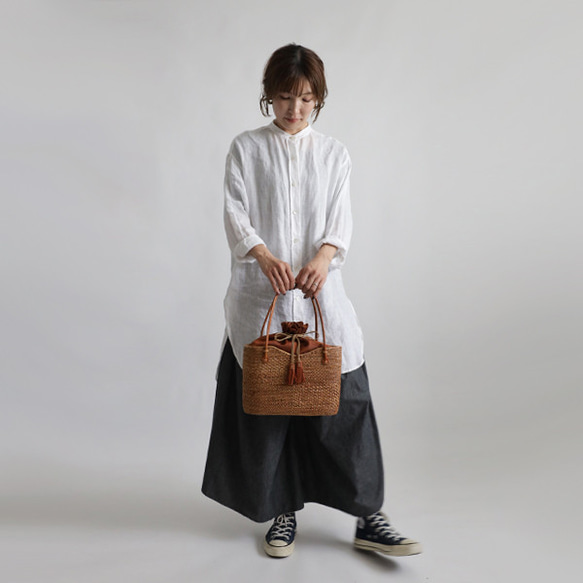 ⁑手編む鞄　伝統工芸　アタ　かご　バッグ　トートバッグ　巾着袋＆タッセル　着物　和装　浴衣Z46F 3枚目の画像