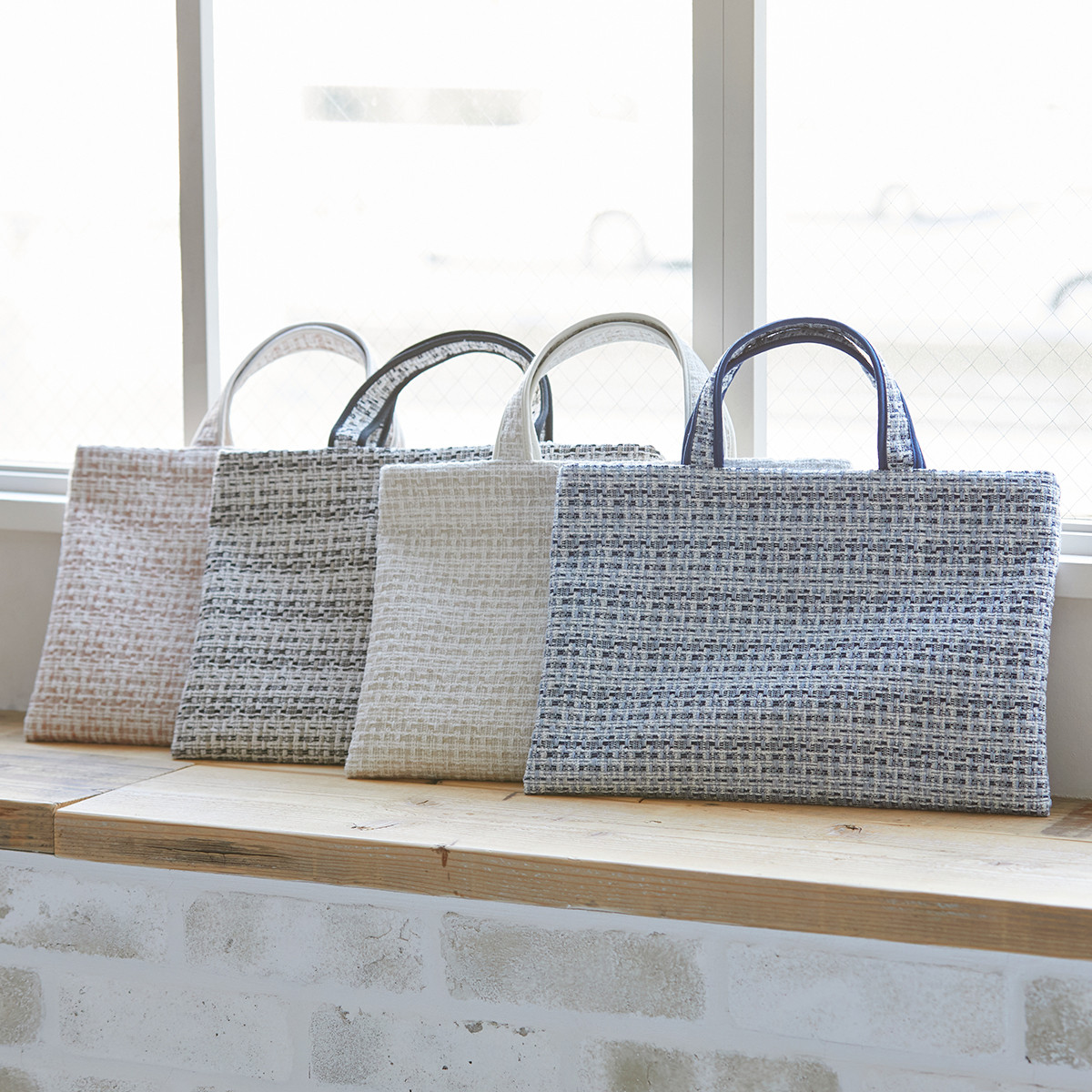 ツイード　利休バッグ　ハンドメイド　新品未使用　着物バッグ　サブバッグ付き
